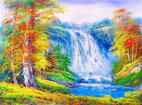 Oil Painting Landscape Oil Painting Of Waterfall Landscape Ad