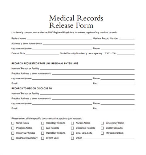 Free 9 Sample Medical Records Release Forms In Pdf