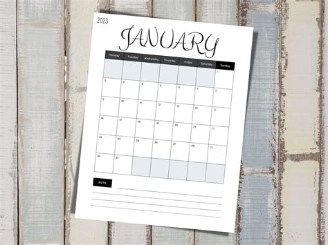 2023 Lined Monthly Calendars 85x11 Jan Dec Printable Etsy