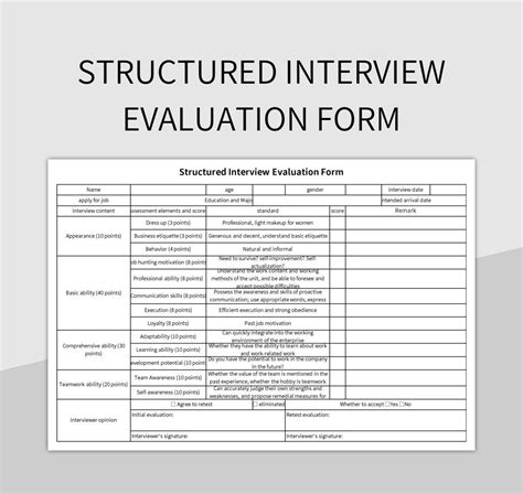 Structured Interview Evaluation Form Excel Template And Google Sheets