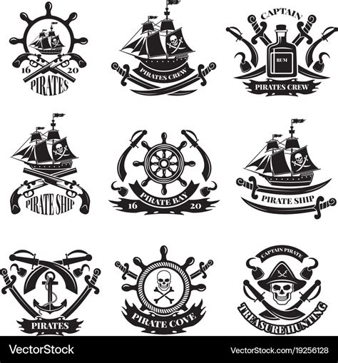 Pirate Skull Corsair Ships Symbols Of Piracy Vector Image
