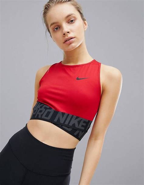 nike pro training crossover crop in red womens workout outfits running clothes cute workout