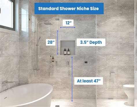 Shower Niche Sizes Standard Height Shelf Dimensions Designing Idea