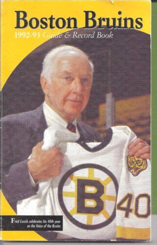 1992 93 Boston Bruins Guide And Record Book Fred Cusick 40th Year Ebay