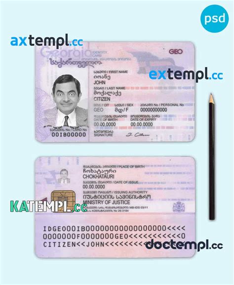 Sample Georgia Id Template In Psd Format Fully Editable Download