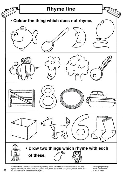 Rhyming Worksheet Math Kindergarten