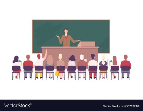Male Professor Giving Task Lecture To Students Vector Image