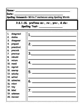 Theme spelling word list worksheets builder: Wonders 3rd Grade Spelling Unit Six On Level Sentence Homework Worksheet