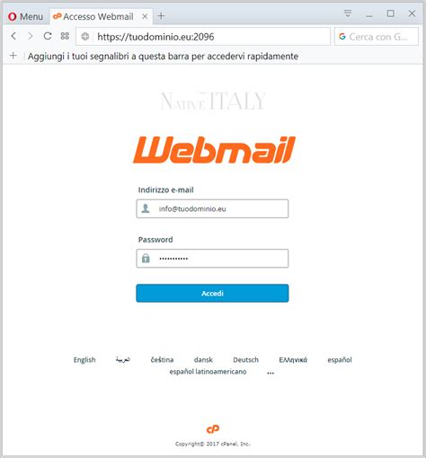 Guide Cpanel Webmail Login Native Italy