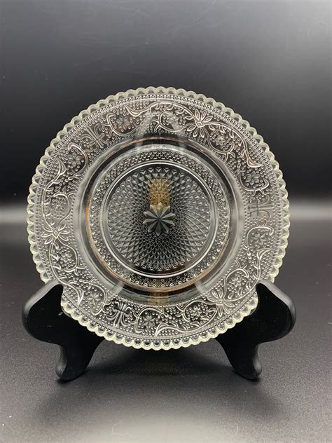 Small Detailed Pressed Clear Glass Plate Etsy