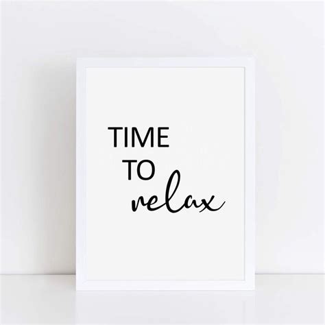 Time To Relax Quote Print Monochrome Typography Print Cosy Etsy In 2020 Typography Prints