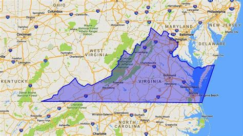Map Of Virginia And North Carolina Border Virginia Map
