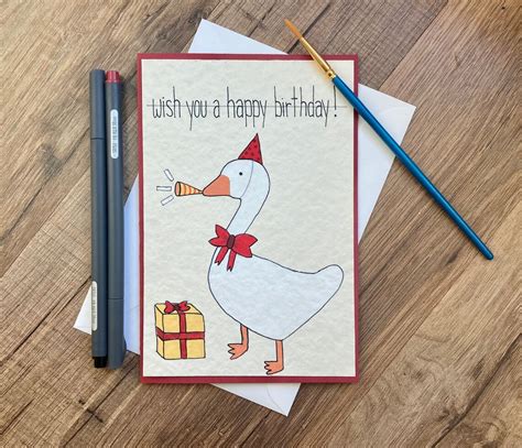 Untitled Goose Game Birthday Card Blank Inside Acrylic Etsy