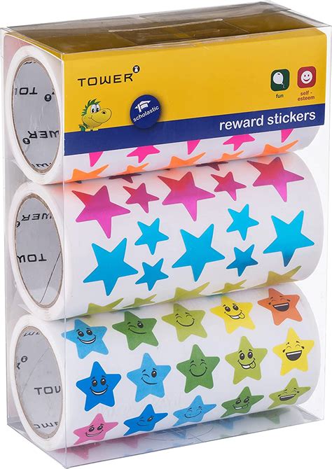 Star Face Stickers In Large And Medium Size 3150 Mixed Metallic Happy
