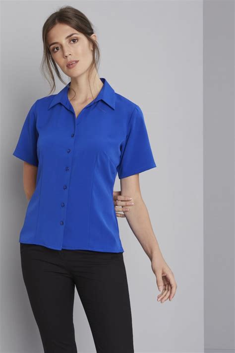 Women S Semi Fitted Open Collar Crepe De Chine Blouse Improved Fit