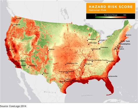 Insurance Companies US Natural Disaster Risk Map-USA (excluding Alaska