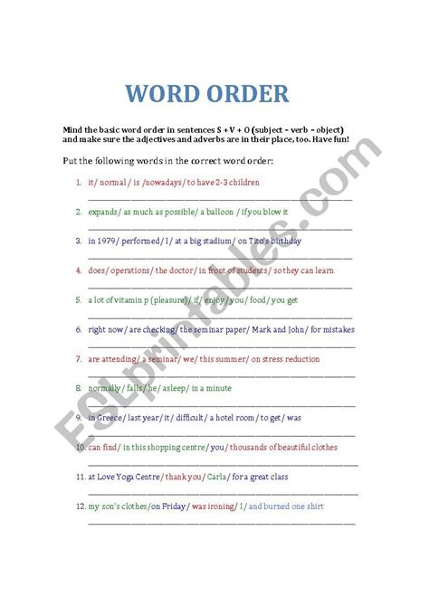 Word Order 1 Worksheet Free Esl Printable Worksheets Made By Teachers Word Order Worksheet