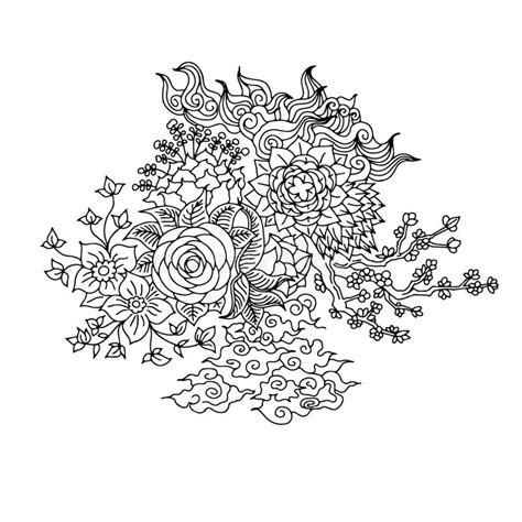 Design Vector Outline Flower Coloring Page Design Painting Line Art