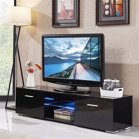 Buy Outad High Gloss Tv Stand With Led Light And 2 Drawers Console