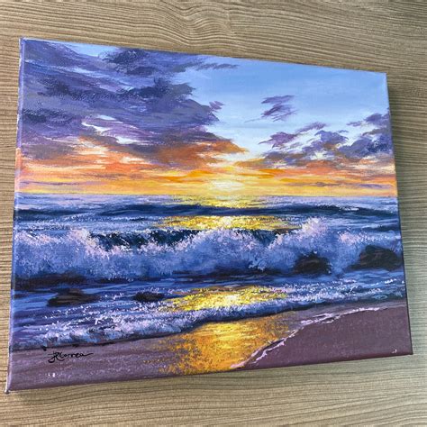 Acrylic Painting Sunset Seascape Original Painting Etsy