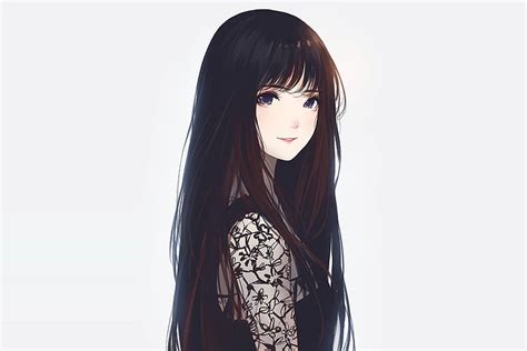 Hoodie Cute Anime Girl With Black Hair