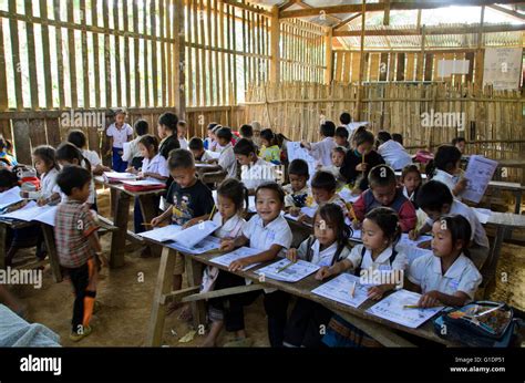 An Elementary Classroom In A Local School In Northern Laos Stock Photo