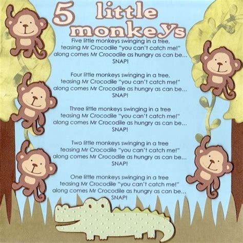 5 Little Monkeys Fun Idea To Scrap Song Lyrics Use As