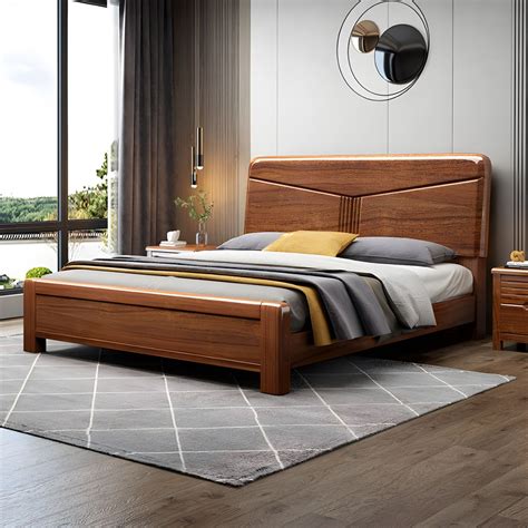 Walnut Wooden Bed In Brone With Headboard And Footboard Queen Bed California King Lift Up