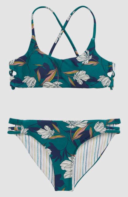 Oneill Bridget Revo Bralette Girls Youth Reversible Bikini Set 10 Sea Green For Sale Online Ebay