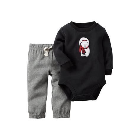 Carters Baby Boys 2piece Bodysuit And Pant Set 6 Months Blackpolar