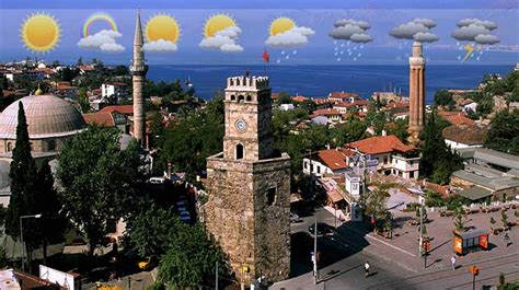 15 günlük hava durumu ve meteorolojinin antalya için hava tahminlerini günlük öğrenmek için ziyaret edebilirsiniz. Antalya Hava Durumu