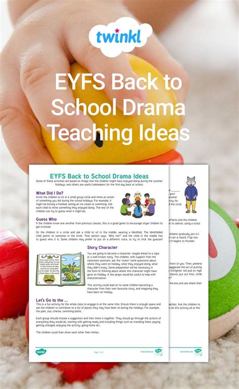 Eyfs Back To School Drama Teaching Ideas Teaching Drama Eyfs Back