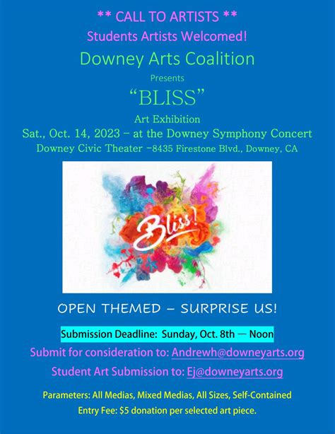 Call to Artists: Bliss at the Downey Theatre – Downey Arts Coalition