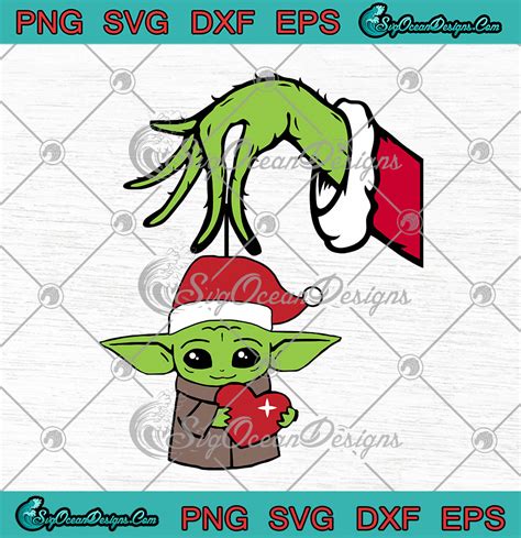 Grinch hand holding Baby Yoda Star Wars Christmas SVG PNG ...