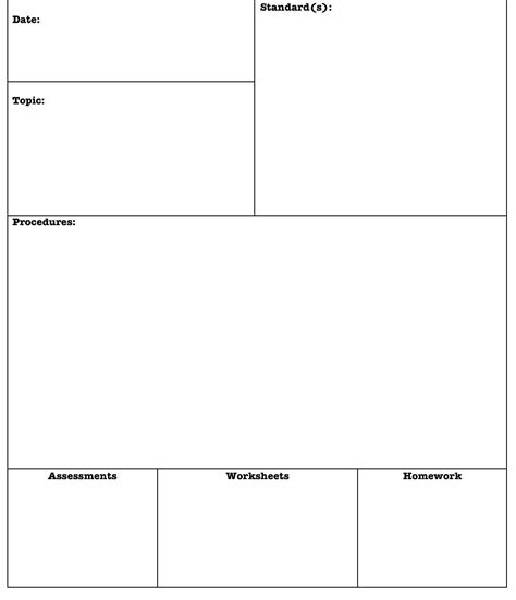 Math Lesson Plan Template Free