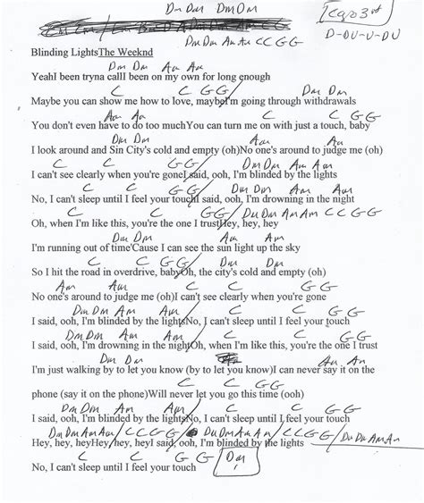 Blinding Lights The Weeknd Guitar Chord Chart Capo 3rd Ukelele