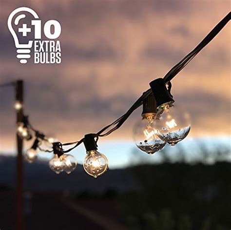 50ft Black String Lights 60 G40 Globe Bulbs 10 Extra Connectable