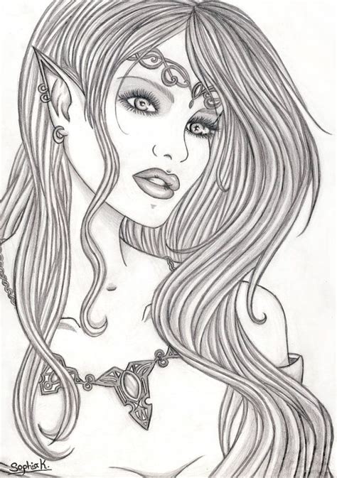 Elf Female Warrior Coloring Pages Female Elf Dancing With A Scarf