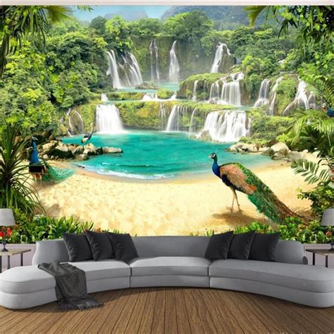 Beibehang Custom Wallpaper 3d Photo Mural Waterfall Lake Scenery 3d Living Room Bedroom