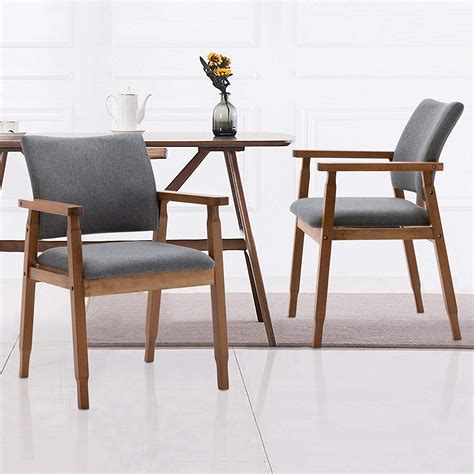 Amazonsmile Set Of 2 Mid Century Modern Dining Chairs Wood Arm