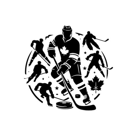 Premium Vector Ice Hockey Player Silhouettes Icon Logo Vector