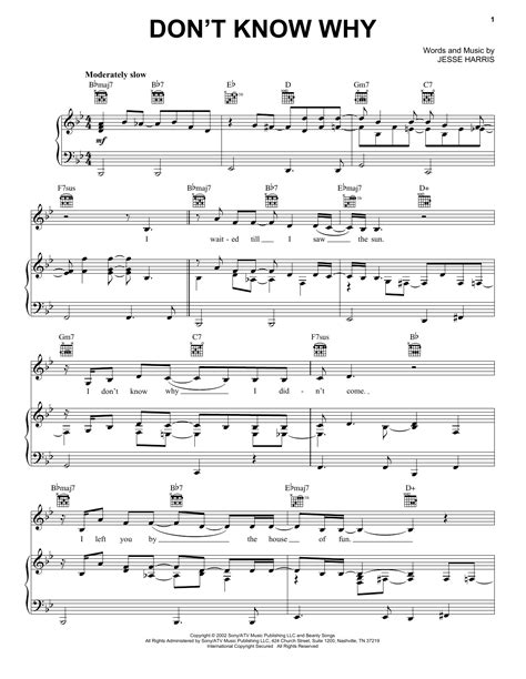 Dont Know Why Sheet Music By Norah Jones Piano Vocal And Guitar Right