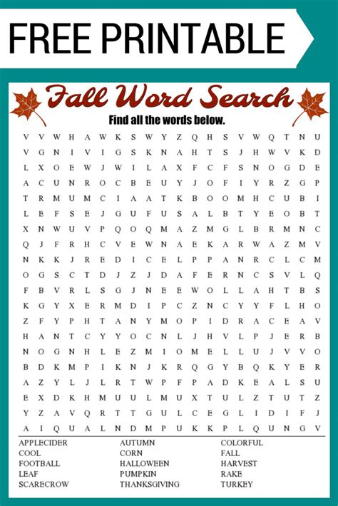 Printable Fall Word Search