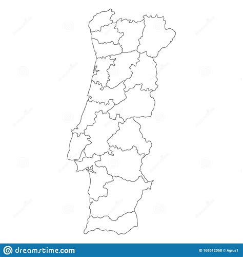 Mappa Politica Del Portogallo Isolato Su Sfondo Bianco Illustrazione Vettoriale Illustrazione