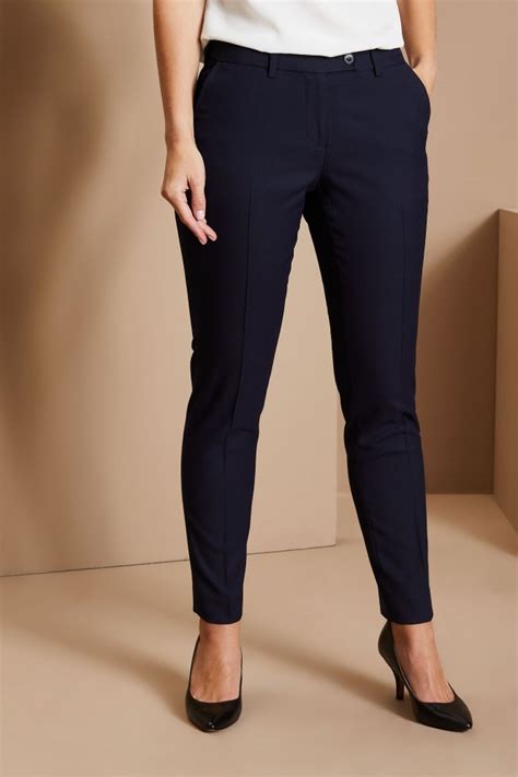 Contemporary Womens Slim Leg Trousers Navy