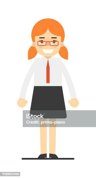 Happy Redhead Office Secretary Girl Stock Illustration Download Image