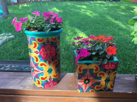 Fabric Covered Flower Pots Picture Tutorial