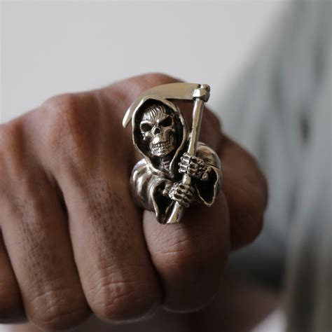 Grim Reaper Skull Ring For Men Made Of Sterling Silver 925 Etsy