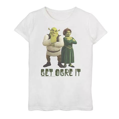 Girls 7 16 Shrek Fiona And Shrek Get Ogre It Text Poster Graphic Tee