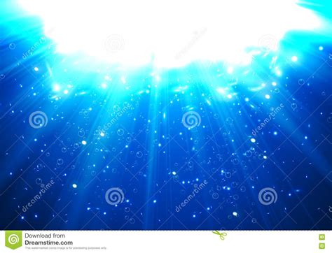 Deep Water Bubbles Dark Blue Color Illuminated By Rays Of